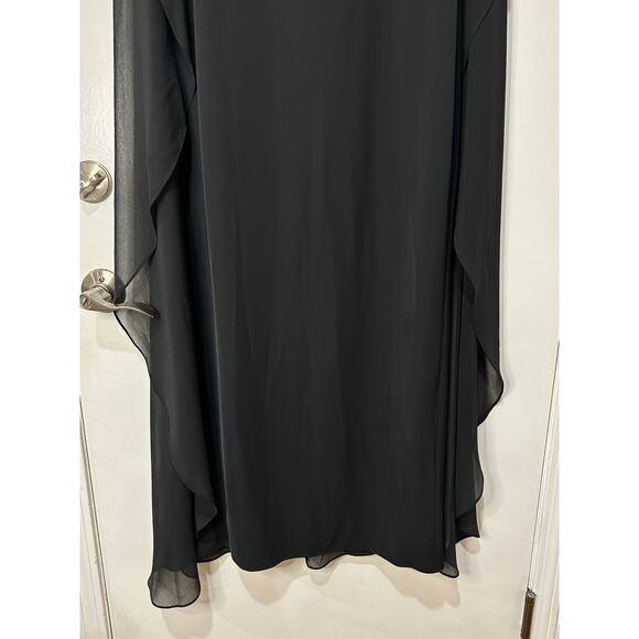 Lauren Ralph Lauren Cape Georgette Gown Black Size 6 NWT Elegant Glamorous - Picture 8 of 16